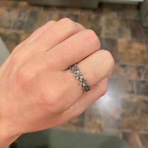 Silver Pandora flower ring